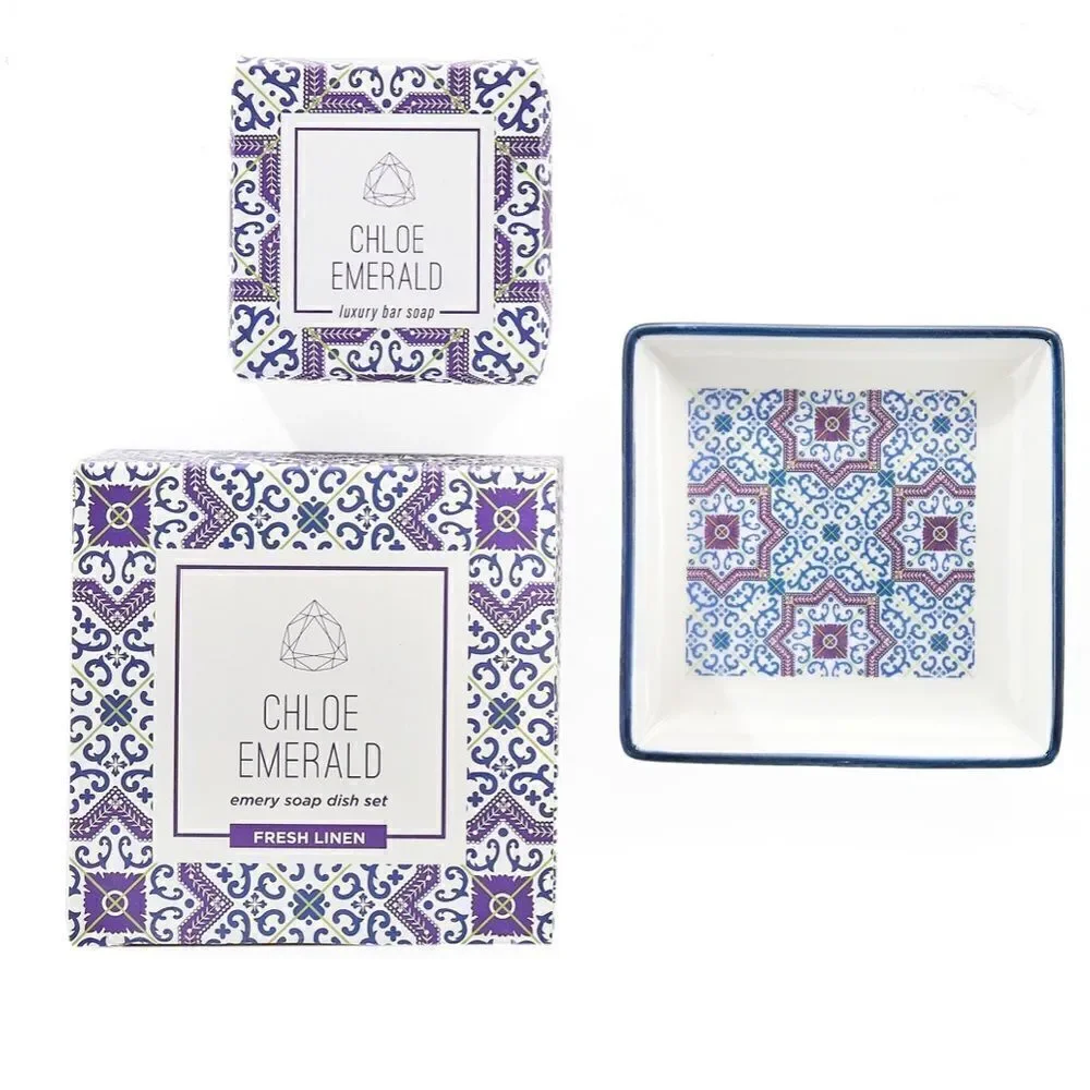Chloe Emerald Emery Soap Dish Set • NIB